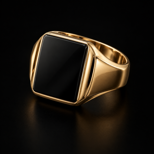 Obsidian Black Onyx Signet Ring
