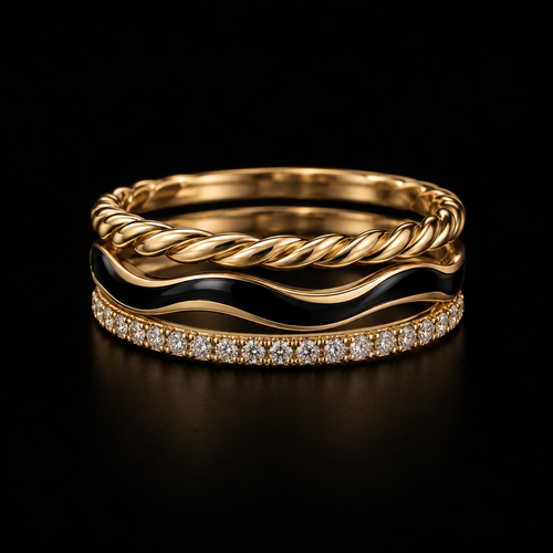 Orphic Three-Piece Gold Ring Stack