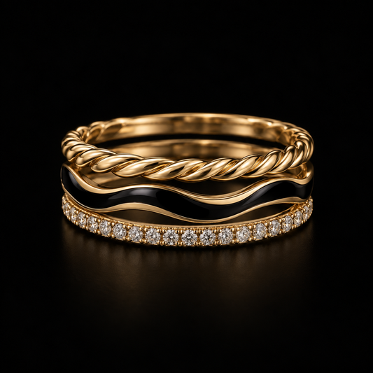 Orphic Three-Piece Gold Ring Stack