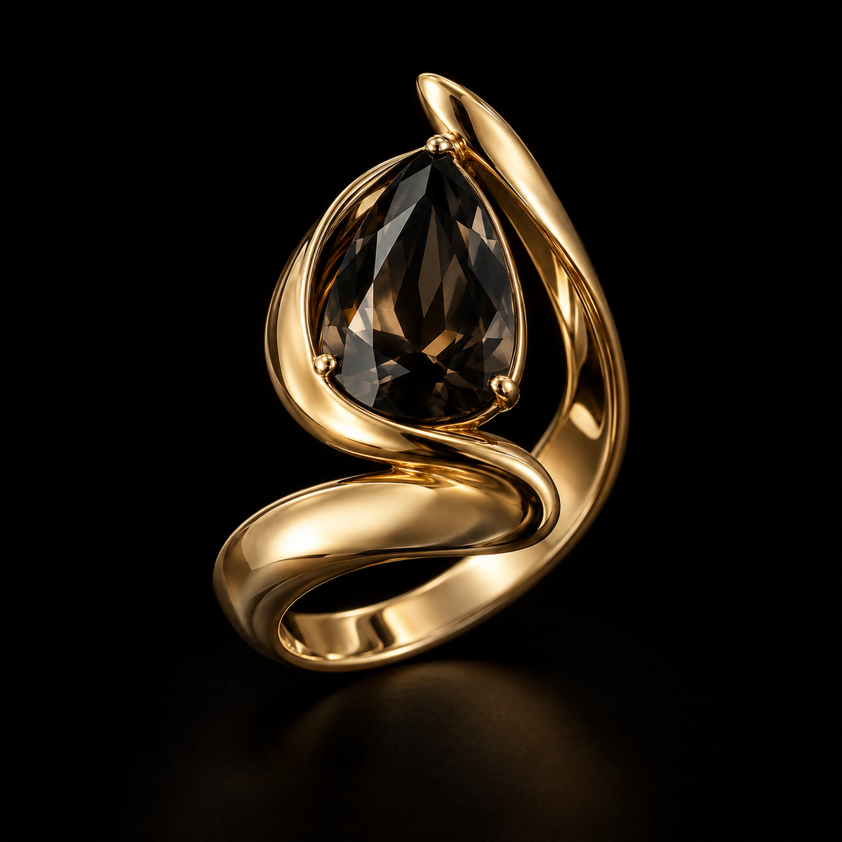 Smoky Black Cocktail Ring